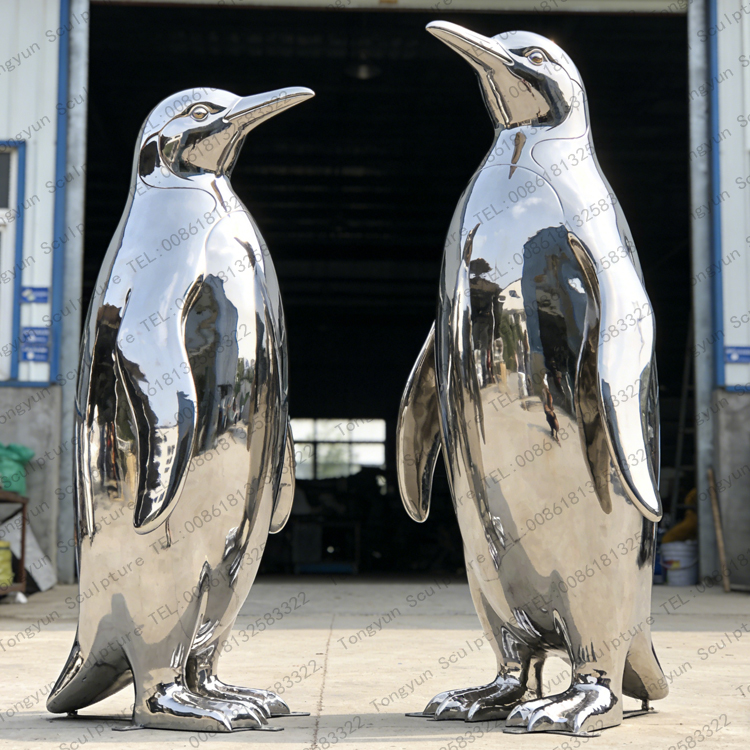 Customized large stainless steel Penguin sculpture.jpg
